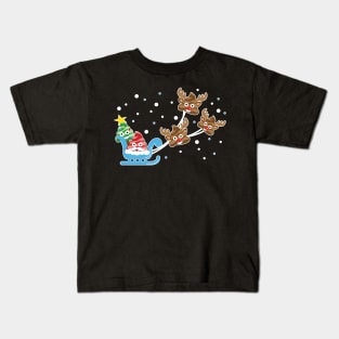 Christmas Poop Emoji T-shirt with Santa, Deer and Tree Kids T-Shirt